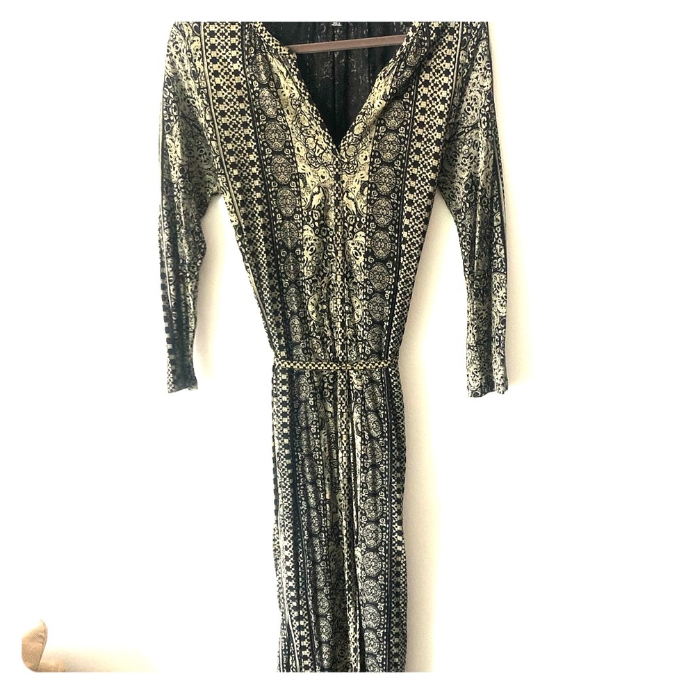 Stretchy long sleeved boho print dress